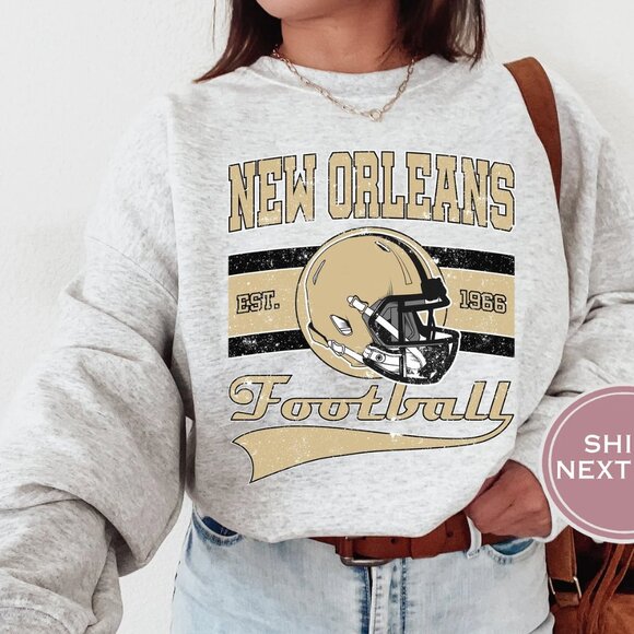 Vintage New Orleans Football Crewneck Sweatshirt, New Orleans Saints NFL Shirt - Picture 1 of 2